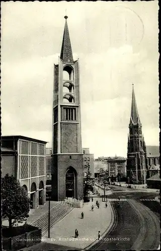 Ak Gelsenkirchen im Ruhrgebiet, Evangelische Altstadtkirche und Propsteikirche
