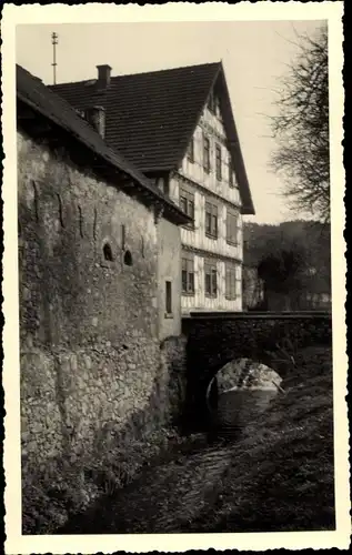 Foto Ak Hoxhohl Modautal im Odenwald, Kanal, Brückenpartie