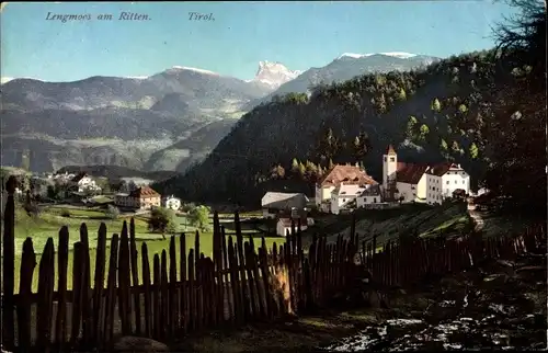 Ak Longomoso Lengmoos Renon Ritten Südtirol, Weg, Kirche, Felder, Häuser