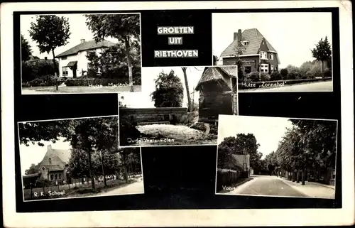 Ak Riethoven Nordbrabant Niederlande, Huize Marienhof, Zonnehof, School, Watermolen, Voort