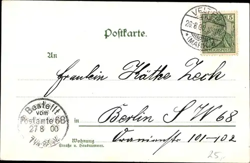 Litho Velten in der Mark, Breite Straße, Hotel Kersten, Villa Ziethen, Ofenfabrik Baltz, Gasthof