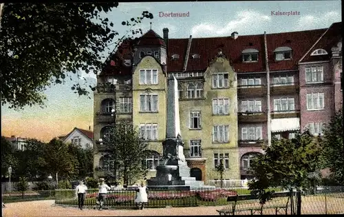 Ak Dortmund im Ruhrgebiet, Kaiserplatz, Obelisk, Kinder