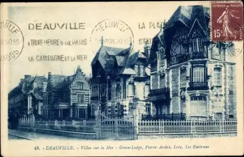 Ak Deauville Calvados, Villas sur la mer, Green Lodge, Pierre Andrée, Love, Les Embruns