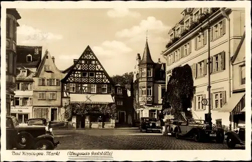 Ak Bad Kissingen Unterfranken Bayern, Marktplatz, Weigands Gaststätte