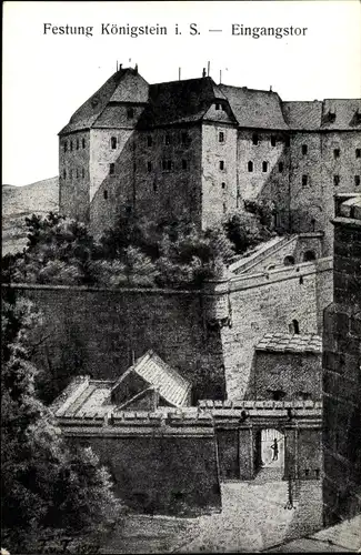 Ak Königstein an der Elbe Sächsische Schweiz, Festung, Eingang