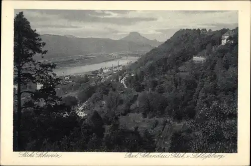 Ak Bad Schandau Sächsische Schweiz, Blick v. Schlossberg