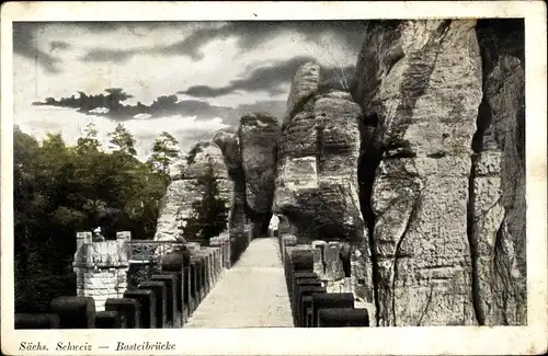 Ak Lohmen im Elbsandsteingebirge, Basteibrücke
