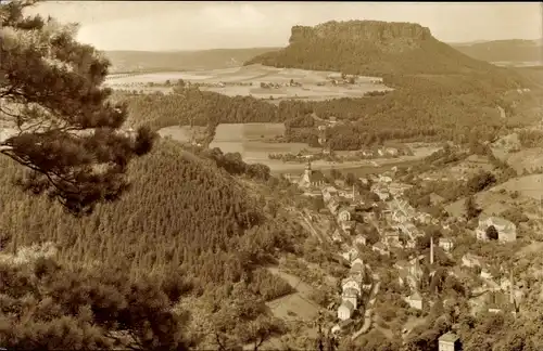 Ak Königstein an der Elbe Sächsische Schweiz, Blick vom Quirl auf Ort mit Lilienstein