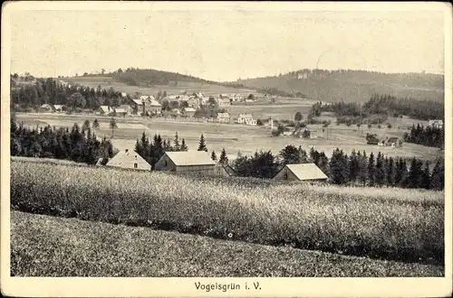 Ak Vogelsgrün Auerbach im Vogtland, Teilansicht vom Feld aus