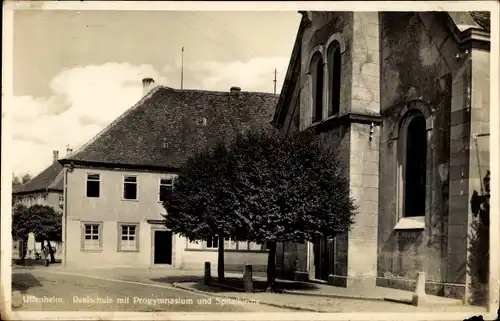 Ak Uffenheim in Mittelfranken, Realschule, Progymnasium, Spitalkirche