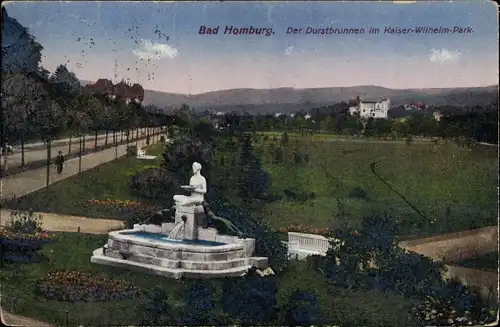 Ak Bad Homburg vor der Höhe Hessen, Durstbrunnen, Kaiser Wilhelm Park
