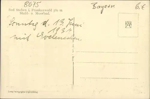 Ak Bad Steben in Oberfranken, Kurhaus