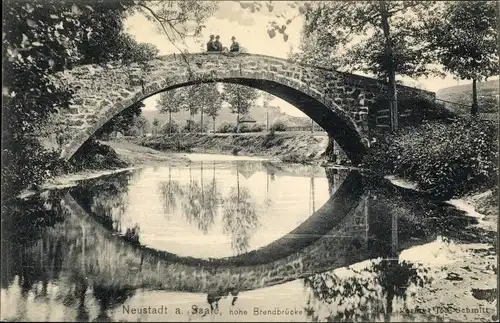 Ak Bad Neustadt an der Saale Unterfranken, Blick auf die hohe Brandbrücke