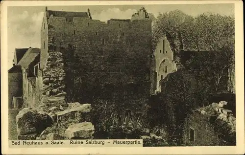 Ak Bad Neuhaus Bad Neustadt an der Saale Unterfranken, Ruine Salzburg, Mauerpartie