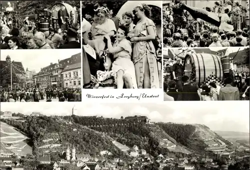 Ak Freyburg an der Unstrut, Winzerfest, Großes Faß, Gesamtansicht