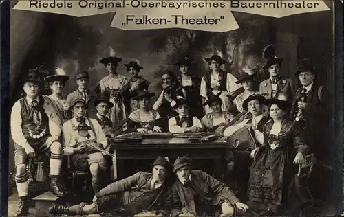 Foto Ak Riedels Original Oberbayrisches Bauerntheater Falken Theater, Trachten, Zither