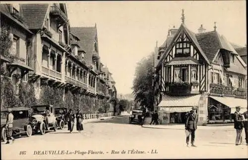 Ak Deauville La Plage Fleurie Calvados, Rue de l' écluse, Printemps