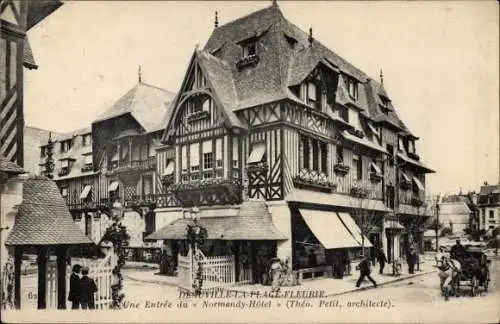 Ak Deauville Calvados, la Plage Fleurie, une entrée du Normandy Hotel