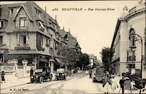 Ak Deauville Calvados, Rue Gontaut-Biron, Automobile