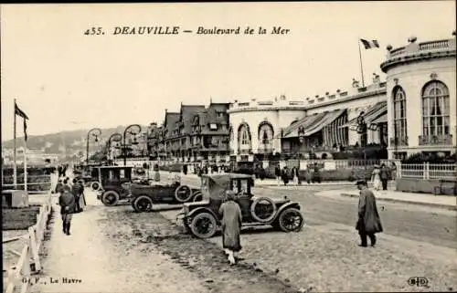 Ak Deauville Calvados, Boulevard de la Mer, Autos