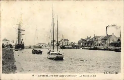 Ak Courseulles sur Mer Calvados, Les Bassins, Segelschiffe