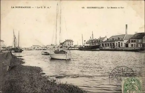 Ak Courseulles sur Mer Calvados, Les Bassins à flot, Segelschiffe