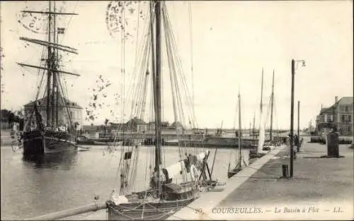 Ak Courseulles sur Mer Calvados, Le Bassin a Flot