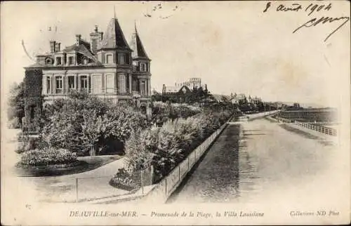Ak Deauville Calvados, Promenade de la plage, Villa Louisiane