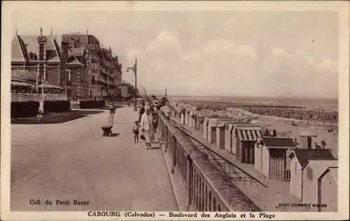 Ak Cabourg Calvados, Boulevard des Anglais, Plage