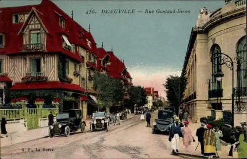 Ak Deauville Calvados, Rue Gontard-Biron, Automobile