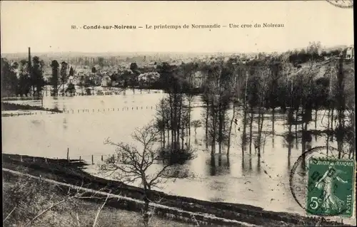 Ak Condé sur Noireau Calvados, le Printemps en Normandie, une crue du Noireau