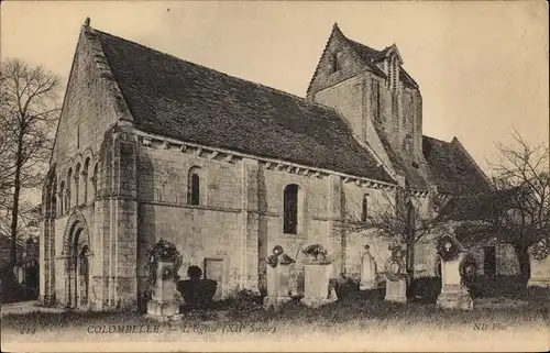 Ak Colombelles Calvados, l' Église, Kirchhof