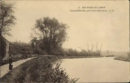 Ak Colombelles Calvados, les bords de l'Orne, Flusspartie