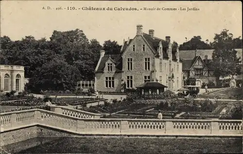 Ak Commes Calvados, Château, Manoir, les Jardins