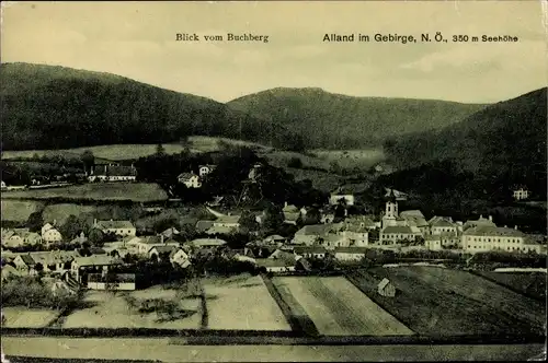 Ak Alland im Gebirge in Niederösterreich, Blick vom Buchberg auf den Ort