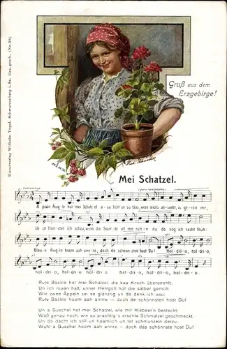 Lied Künstler Ak Schneider, Rud., Mei Schatzel, Erzgebirge, Wilhelm Vogel