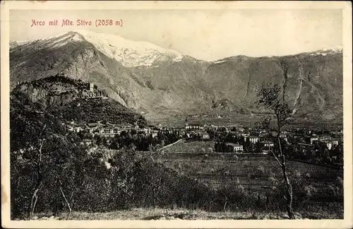 Ak Arco Trentino, Monte Stivo, Talblick, Ortsansicht