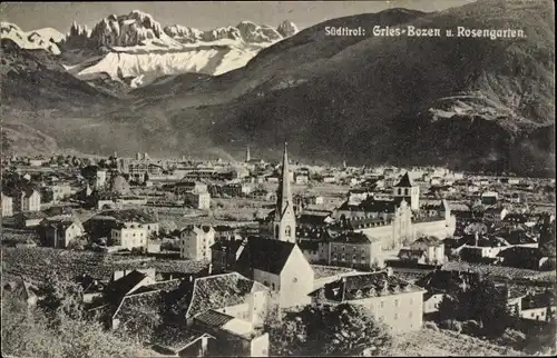 Ak Gries Bozen Bolzano Südtirol, Gries und Rosengarten, Panorama