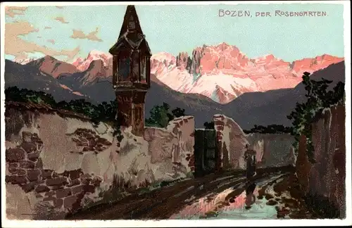 Künstler Ak  Bozen Bolzano Südtirol, Rosengarten