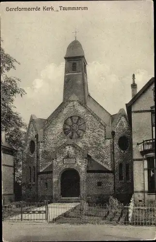 Ak Tzummarum Friesland Niederlande, Geref. Kerk