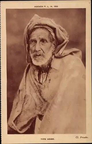 Ak Type Arabe, Portrait eines alten Mannes mit Turban, Maghreb