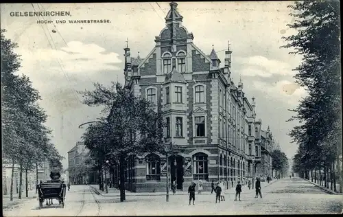 Ak Gelsenkirchen im Ruhrgebiet, Hochstraße und Wannestraße, Kutsche