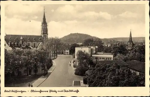 Ak Bad Kissingen Unterfranken Bayern, Münchener Platz, Stadtkirche