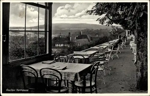 Ak Bad Kissingen Unterfranken Bayern, Café Bellevue, Garten Terrasse