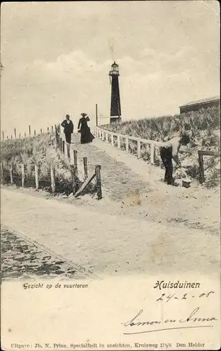 Ak Den Helder Nordholland Niederlande, Huisduinen, Gezicht op de vuurtoren