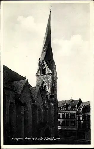 Ak Mayen in der Eifel, Der schiefe Kirchturm