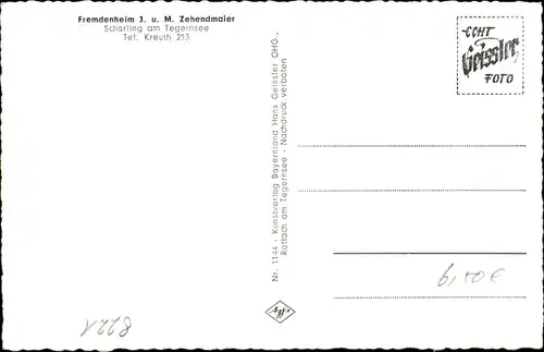 Ak Scharling Kreuth am Tegernsee, Fremdenheim Zehendmaier