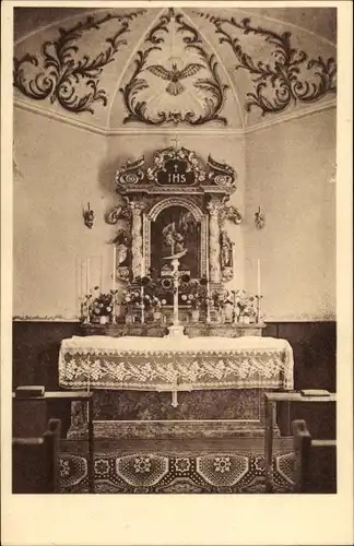 Ak Bad Empfing Traunstein in Oberbayern, Genesungsheim, Altar in der Hauskapelle