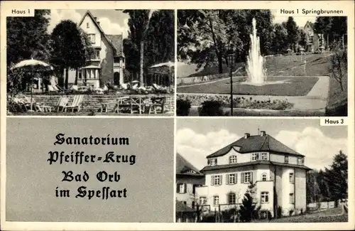 Ak Bad Orb im Spessart Hessen, Sanatorium Pfeiffer Krug