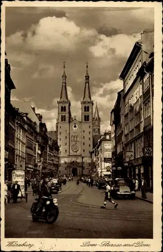 Ak Würzburg am Main Unterfranken, Domstraße, Dom